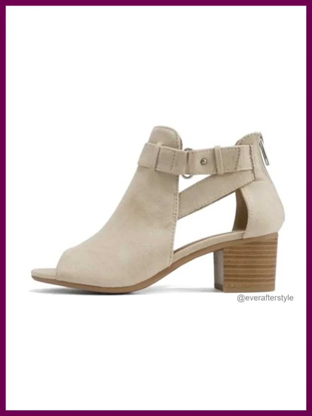 Cutout Side Strap Mid Chunky Heel Fashion Ankle Bootie